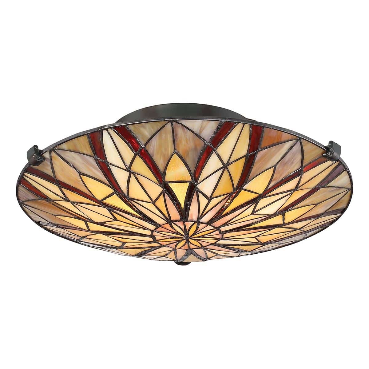 Quoizel Victory 2 Light Art Nouveau Flush Tiffany Ceiling Light Bronze