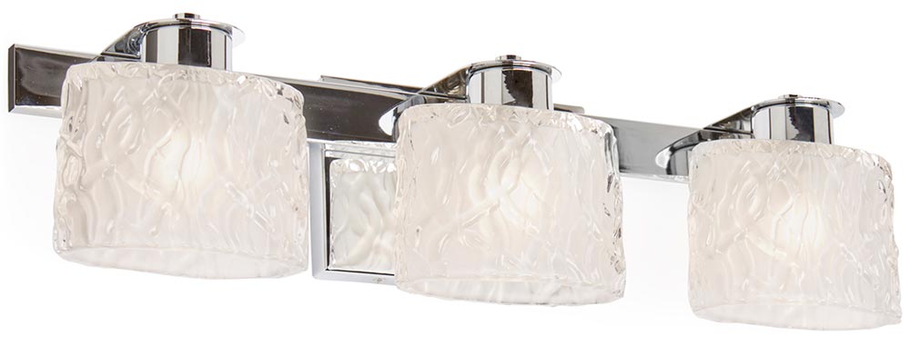 Quoizel Seaview Chrome 3 Light Bathroom Over Mirror Light Frosted Glass