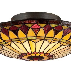 Quoizel West End 2 Light Flush Mount Tiffany Ceiling Light Art Deco Style