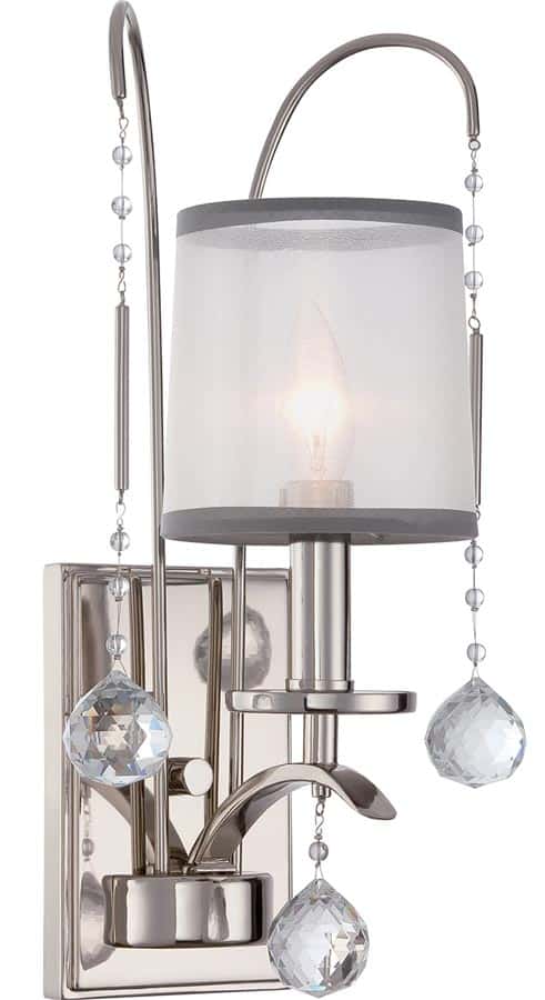 Quoizel Whitney Single Wall Light Imperial Silver White Organza Shade