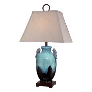 Amphora 1 light blue ceramic urn table lamp with linen shade main image