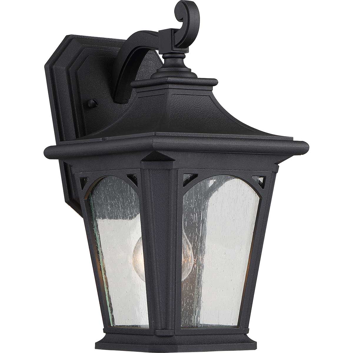 Quoizel Bedford Small Outdoor Wall Lantern Mystic Black Seeded Glass