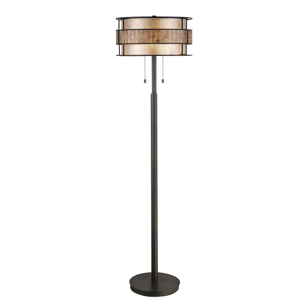 Quoizel Laguna Art Deco Style 2 Lamp Floor Standard Copper Finish