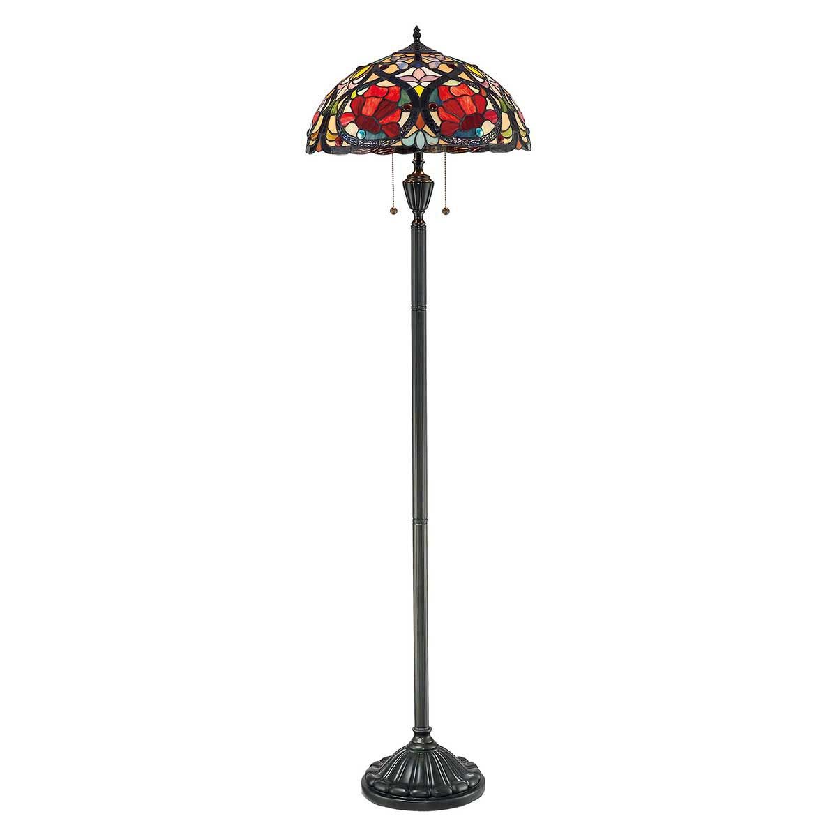 Quoizel Larissa Traditional Floral 2 Light Tiffany Floor Lamp