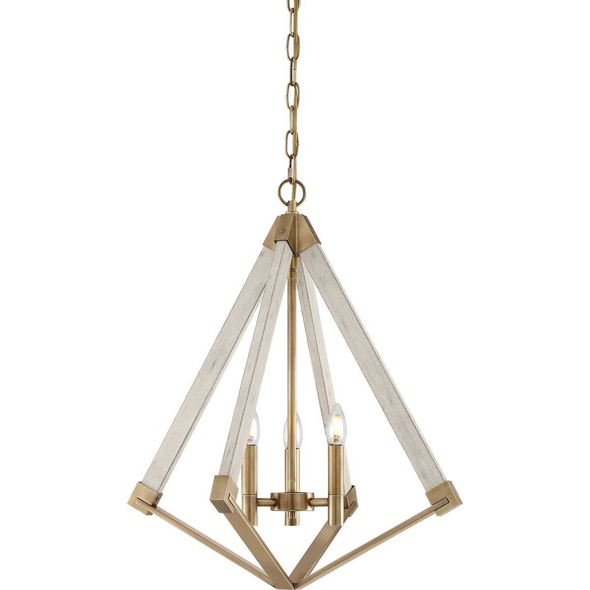 Quoizel View Point 3 Light Small Pendant Chandelier Weathered Brass