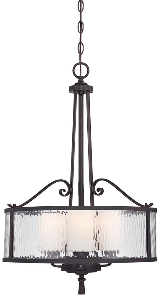 Adonis Wrought Iron 3 Light Drum Pendant Cherry Bronze