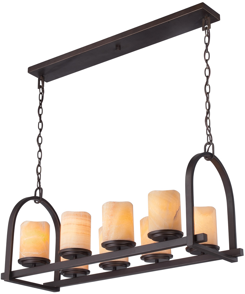 Quoizel Aldora Bronze 8 Light Island Pendant With Onyx Shades