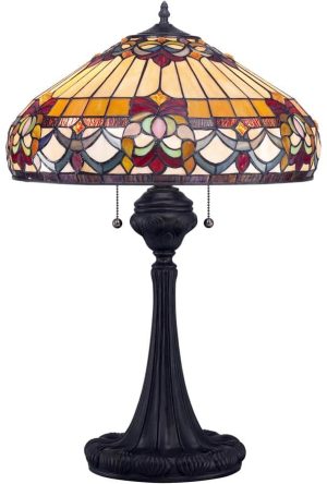 Quoizel Belle Fleur Traditional Floral 2 Light Tiffany Table Lamp