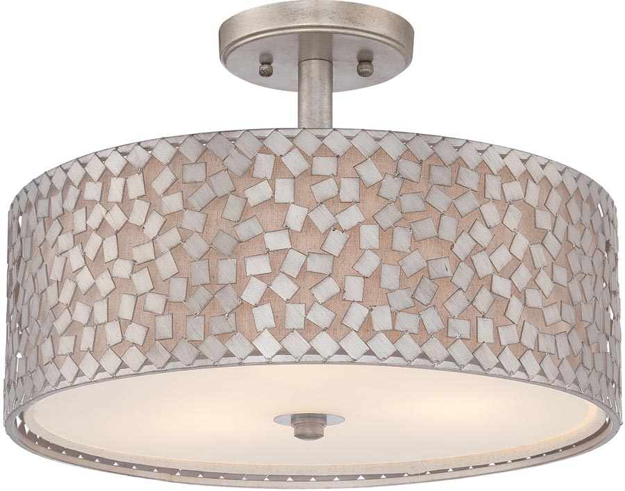 Quoizel Confetti 3 Light Semi Flush Designer Ceiling Light Old Silver Finish