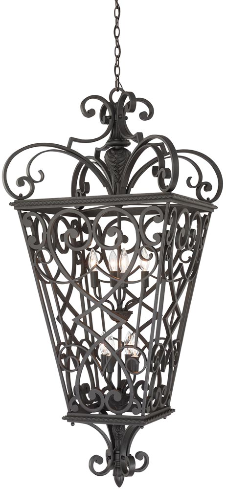 Quoizel Fort Quinn Very Large 8 Light Hanging Lantern In Black