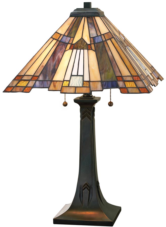 Inglenook Art Deco Style 2 Light Pyramid Tiffany Table Lamp