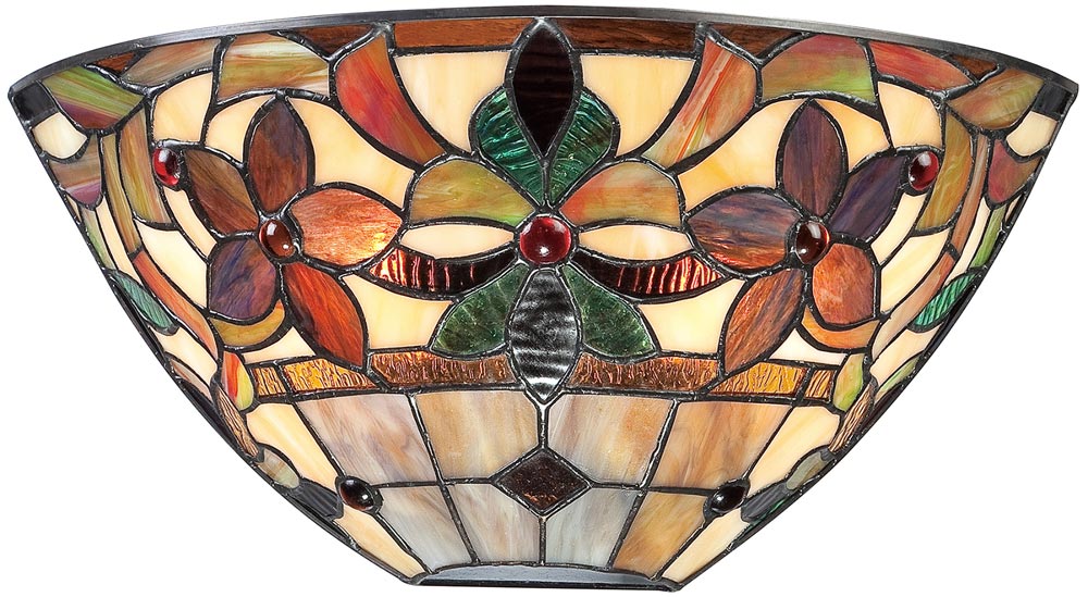 Quoizel Kami Traditional Floral 2 Light Tiffany Wall Lamp