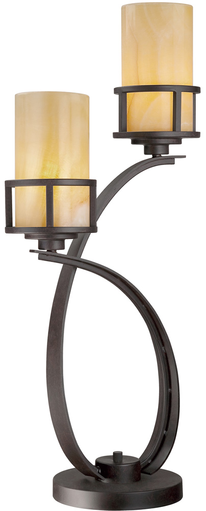 Quoizel Kyle Imperial Bronze 2 Light Table Lamp With Onyx Shades