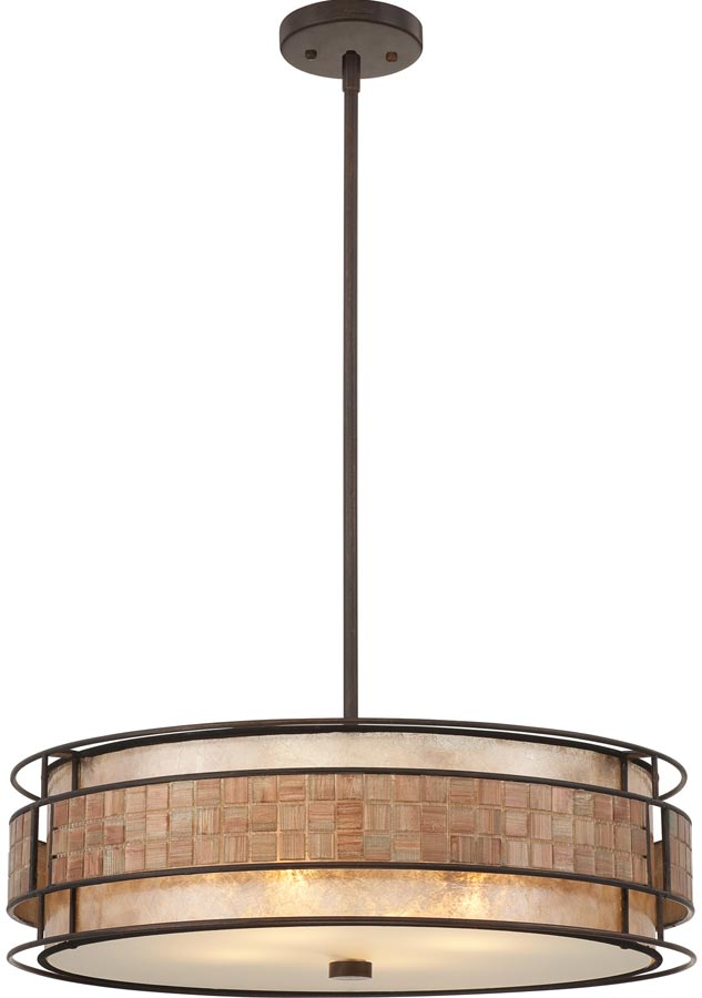 Quoizel Laguna Large Art Deco Style 4 Light Pendant Copper Finish