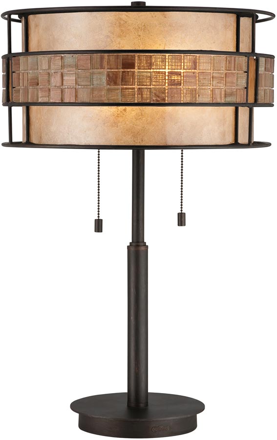 Quoizel Laguna Art Deco Style 2 Light Table Lamp Copper Finish