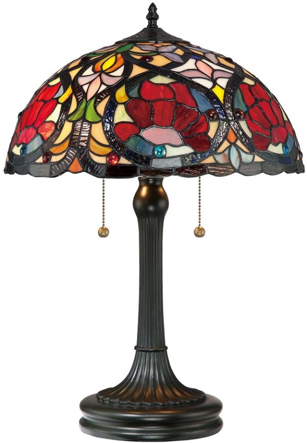 Quoizel Larissa Traditional Floral 2 Light Tiffany Table Lamp