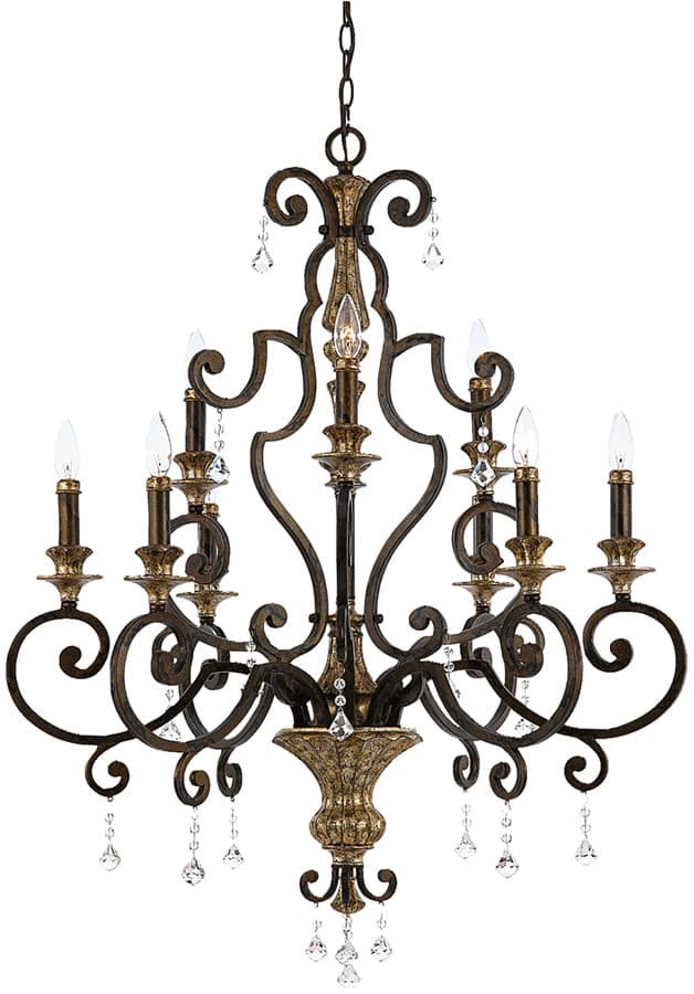 Quoizel Marquette Large 9 Light Wrought Iron Chandelier Heirloom