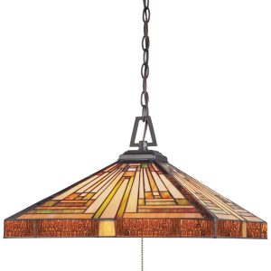 Quoizel Stephen Art Deco Style 3 Light Pyramid Tiffany Pendant