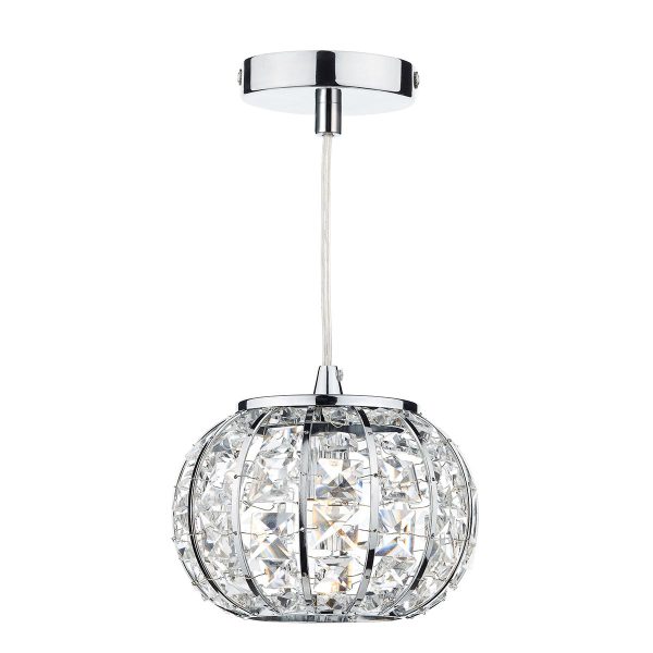 Dar Rae Single Light Mini Crystal Ceiling Pendant Chrome