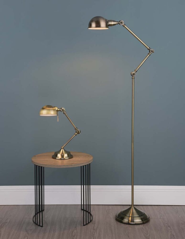 Ranger Adjustable Floor Reading Lamp Antique Brass RAN4975