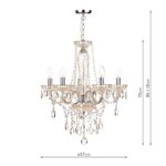 Dar Raphael 5 Light Chandelier Champagne Glass