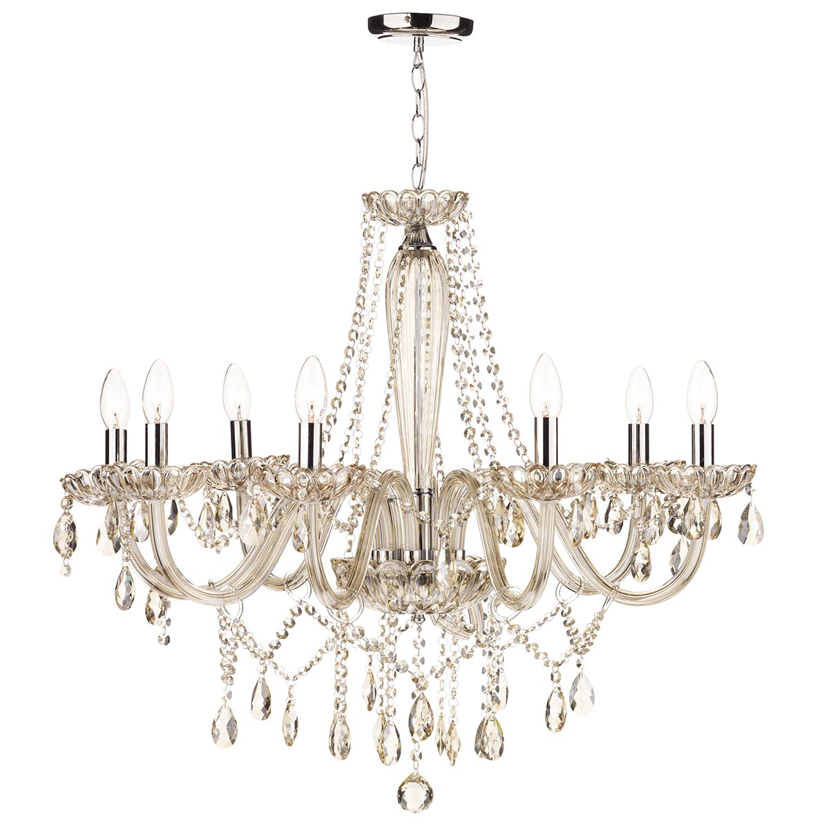 Dar Raphael 8 Light Chandelier Champagne Glass