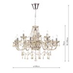 Dar Raphael Large 12 Light Chandelier Champagne Glass