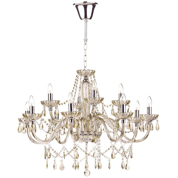 Raphael large 12 light chandelier with champagne glass on white background