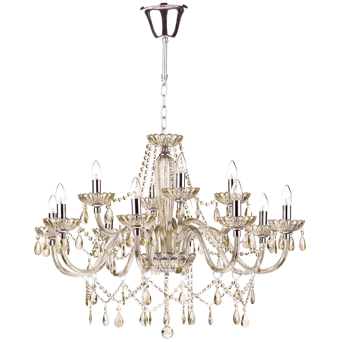 Dar Raphael Large 12 Light Chandelier Champagne Glass