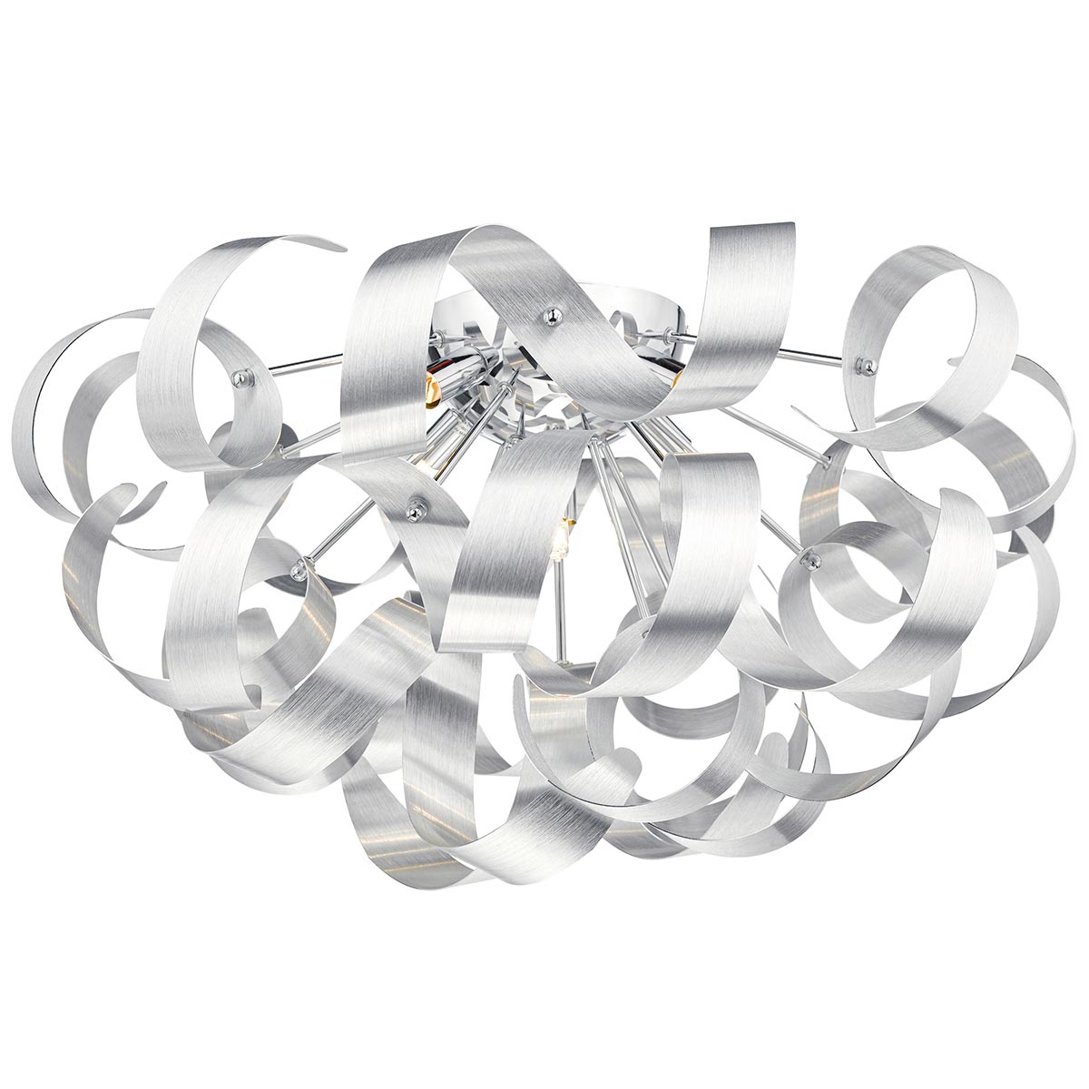 Dar Rawley 5 Lamp Flush Ceiling Light Brushed Aluminium