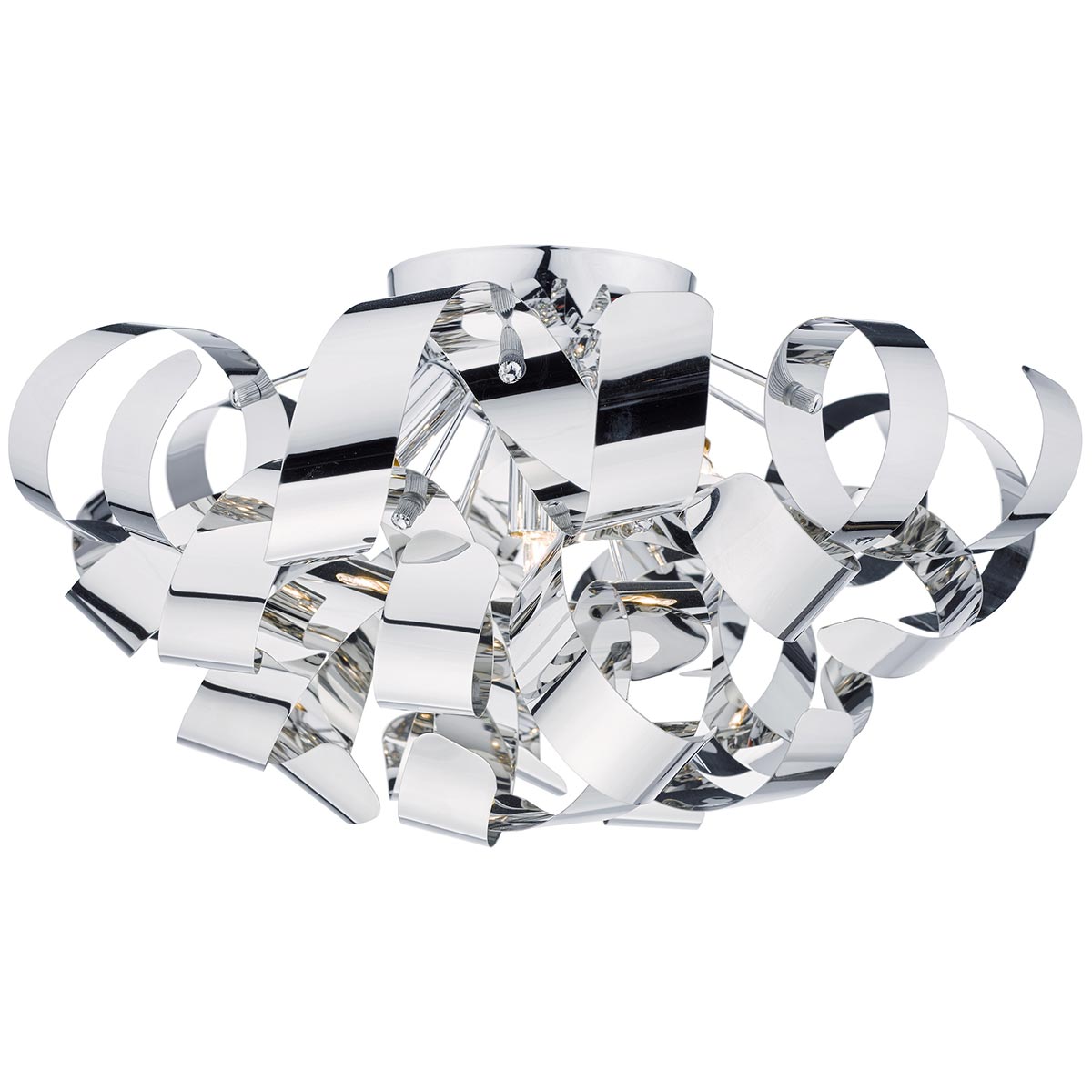 Dar Rawley 5 Lamp Flush Ceiling Light Polished Chrome