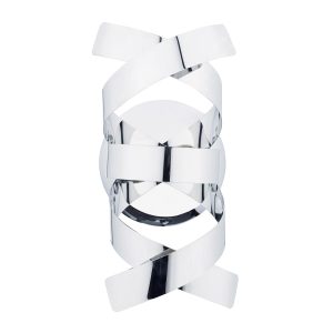 Rawley single wall light with polished chrome ribbons on white background