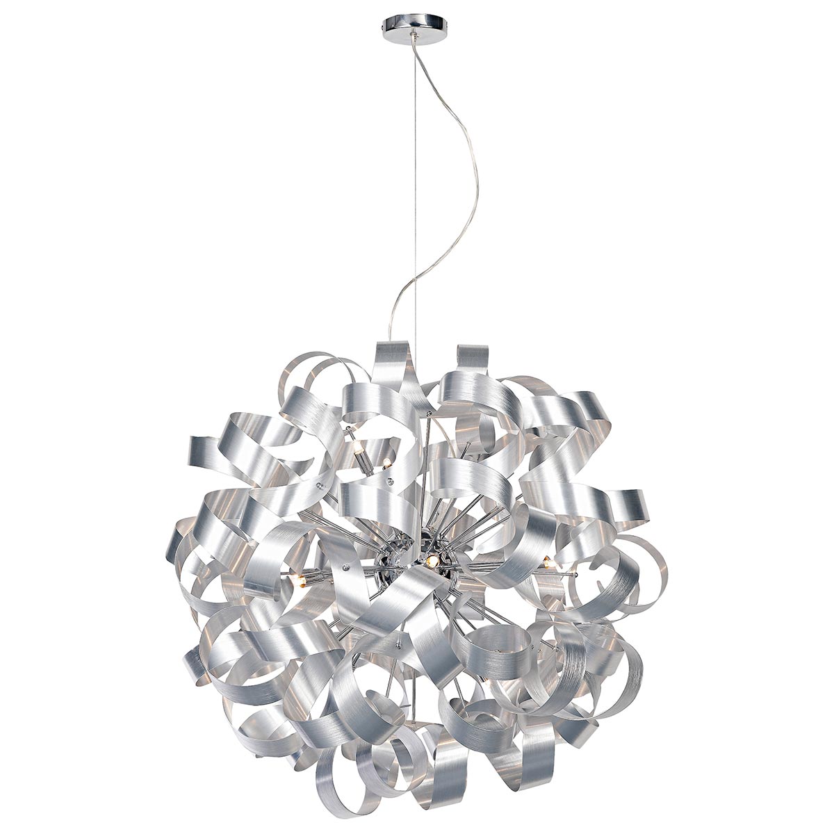 Rawley Large 12 Light Pendant Brushed Aluminium Ribbons