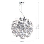 Dar Rawley 9 Light Pendant Brushed Aluminium Ribbons