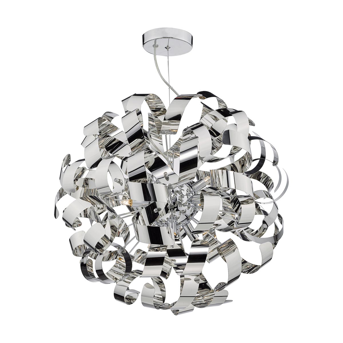 Dar Rawley 9 Light Pendant Polished Chrome Ribbons