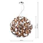 Dar Rawley 9 Light Pendant Brushed Copper Ribbons