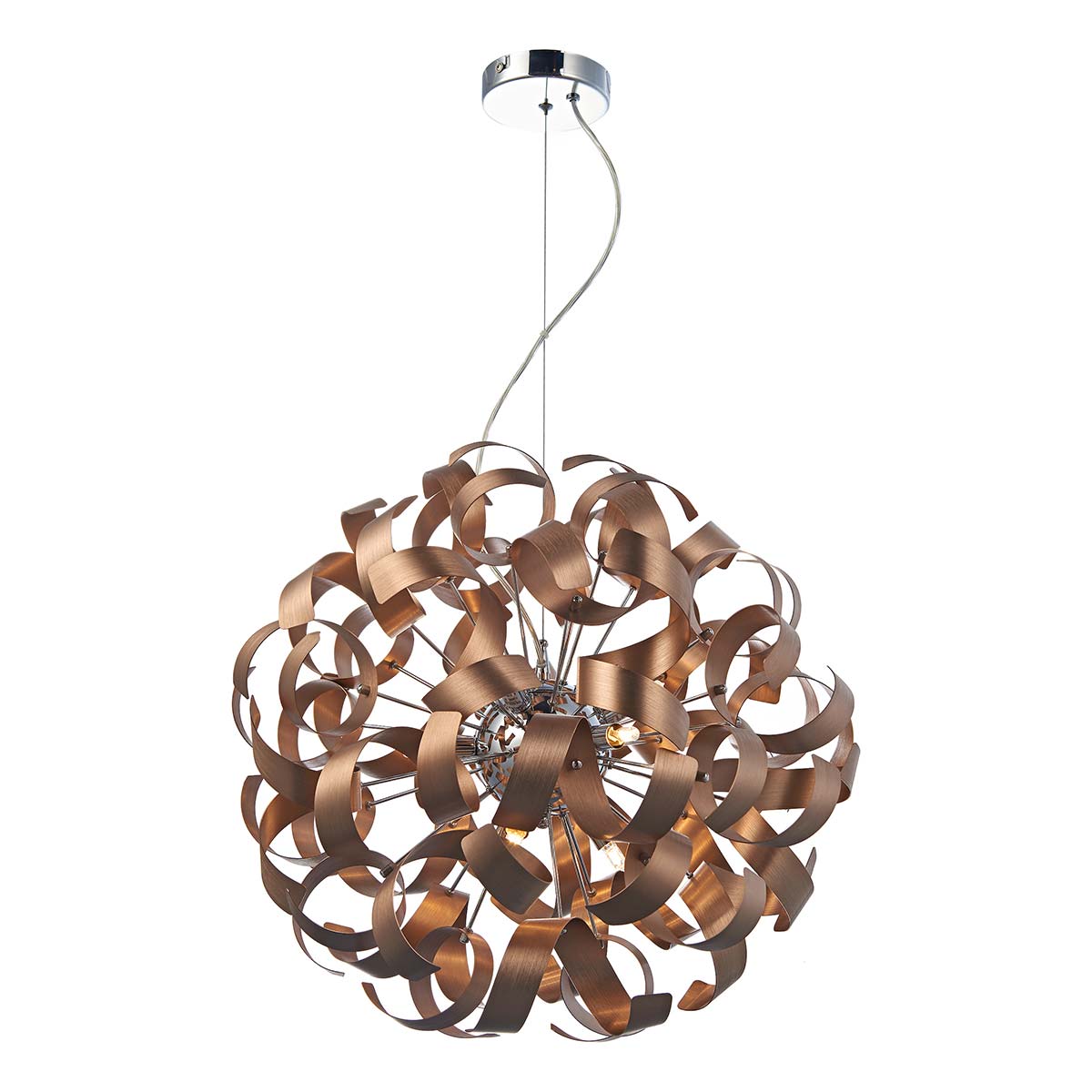 Dar Rawley 9 Light Pendant Brushed Copper Ribbons