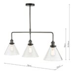 Dar Ray 3 Light Bar Pendant Antique Nickel Clear Glass