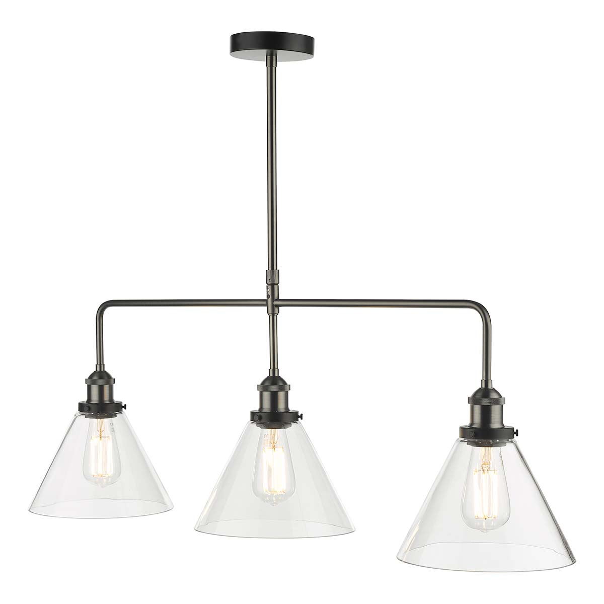 Dar Ray 3 Light Bar Pendant Antique Nickel Clear Glass