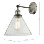 Dar Ray Single Wall Light Antique Nickel Clear Glass