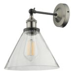 Dar Ray Single Wall Light Antique Nickel Clear Glass