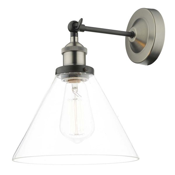 Dar Ray single wall light in antique nickel on white background