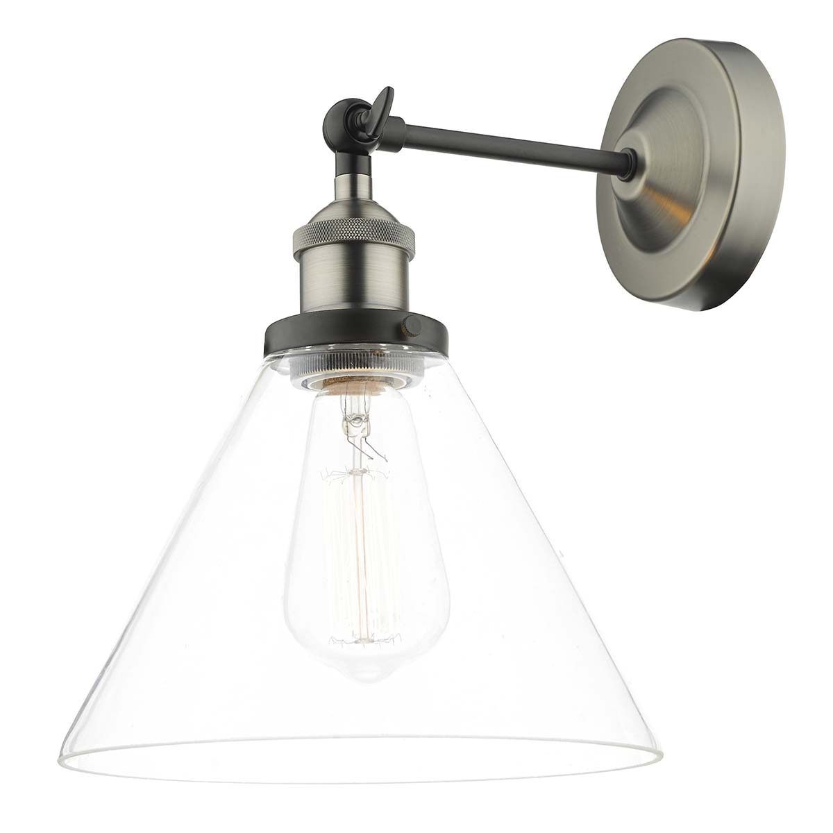 Dar Ray Single Wall Light Antique Nickel Clear Glass