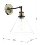 Dar Ray Single Wall Light Antique Brass Clear Glass