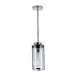 Reno Ribbed Smoked Glass 1 Lamp Pendant Ceiling Light Polished Nickel