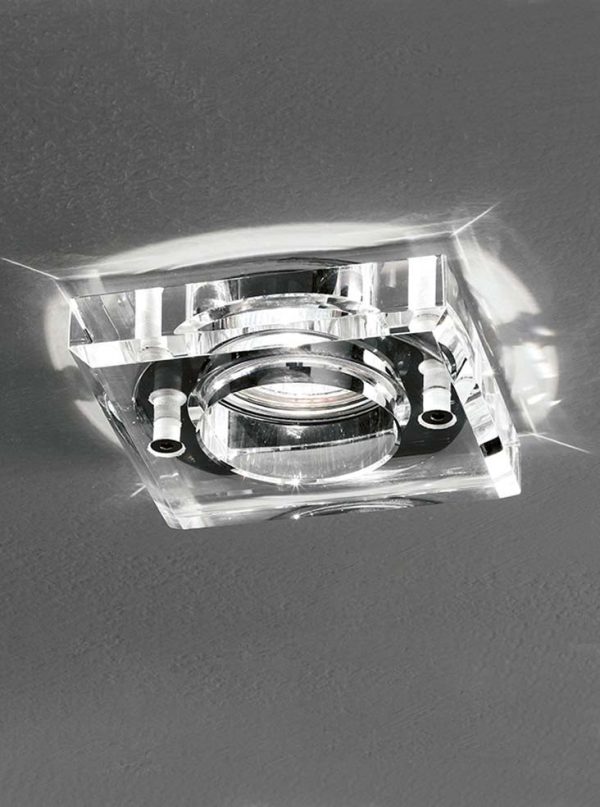 Low Voltage Square Crystal Bathroom Down Light Polished Chrome IP65