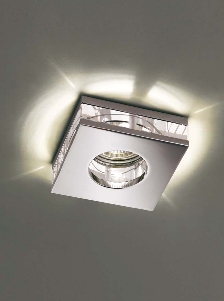 Low Voltage Square Chrome IP65 Bathroom Down Light Crystal