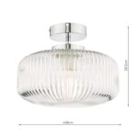 Riva Bathroom Ceiling Light Semi Flush Chrome Ribbed Glass