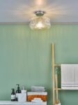 Riva Bathroom Ceiling Light Semi Flush Chrome Ribbed Glass