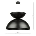 Riya 1 Light Large Ceiling Pendant Retro Style Matt Black